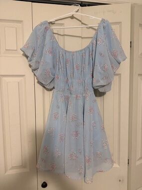 Altar'd State Light Blue Floral Mini Dress